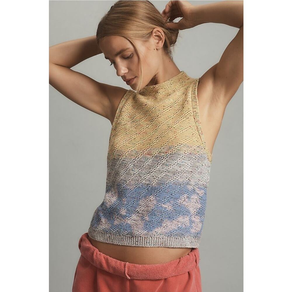 Anthropologie Pilcro Waterway Bleached Cotton Blend Roll Neck Sweater Tank Small